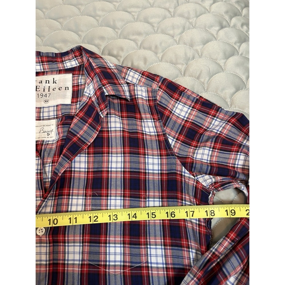 Frank And Eileen 100% Cotton "Barry" Shirt Red, White And blue Plaid Size XS - Picture 4 of 8
